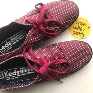 KEDS Champion Polka Dot Maroon | Burgundy Color Size 8.5 NEW